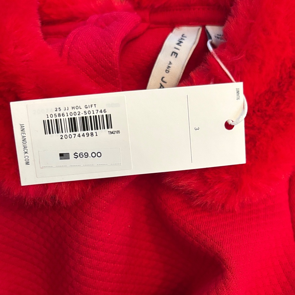 Janie and Jack Vibrant Red Dress with Faux Fur Collar - Picture 4 of 5